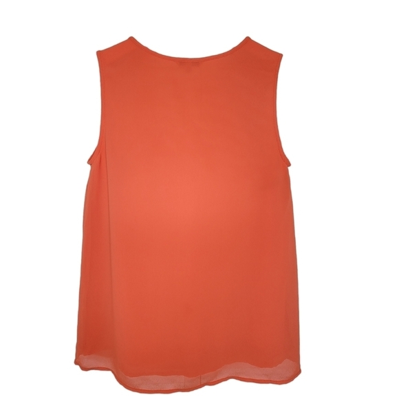NAKED ZEBRA Ruffle Jersey Top Orange Sleeveless V Neck Front Pocket Women Small - Picture 4 of 9